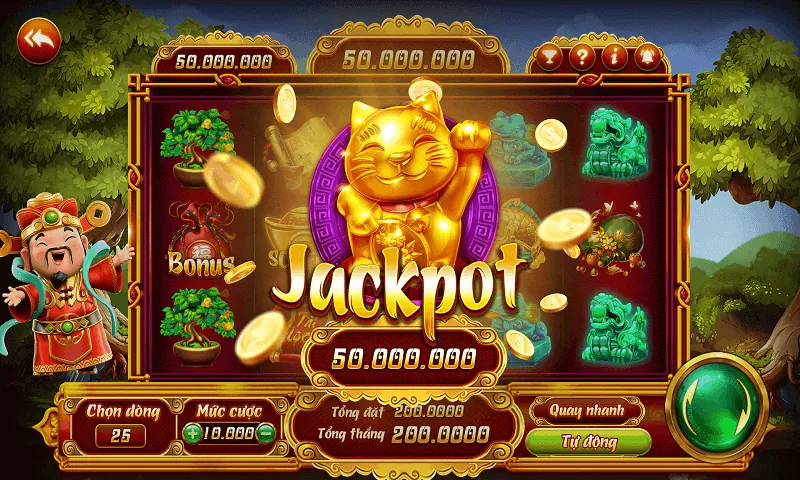 Màn hình game slot với biểu tượng quay hũ và thông báo trúng Jackpot lớn tại 678 win